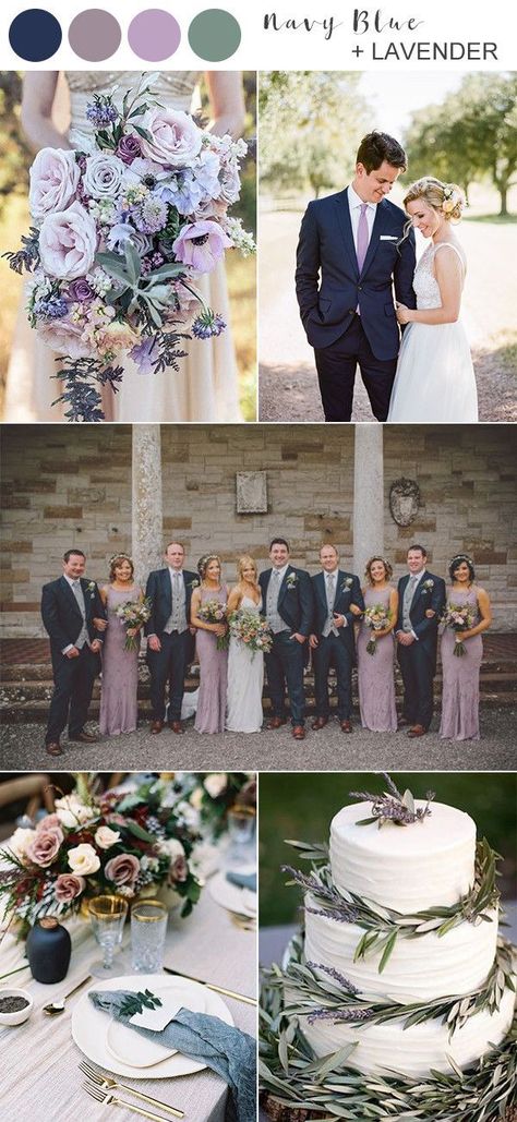 navy blue and lavender wedding color ideas Lavender Wedding Colors, Lavender Wedding Theme, Winter Wedding Color Palette, Wedding Color Palette Summer, Blue Winter Wedding, Wedding Color Ideas, Wedding Color Combos, Winter Wedding Colors, Lilac Wedding