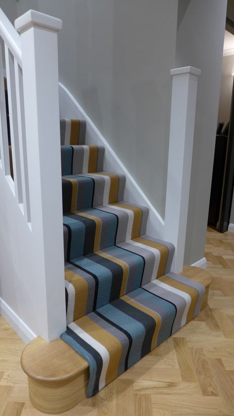 broad striped stair carpet Striped Stair Carpet, Stair Inspiration, Hallway Renovation, Staircase Carpet, Stair Carpets, Stairway Carpet, Stairs Carpet, Hallway Ideas Diy, Liz Smith