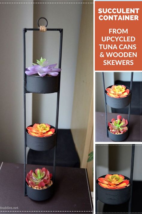 Tuna Can Upcycle, Tuna Cans Crafts Ideas, Tuna Tin Can Crafts, Tuna Can Crafts, Diy Elegant Home Decor, Skewer Crafts, Upcycled Cans, Tuna Cans, Pop Can Crafts