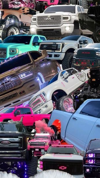 Pink Lifted Trucks, Big Ford Trucks, Country Trucks, Chevy Diesel Trucks, Trucks Lifted Diesel, Pink Truck, Custom Pickup Trucks, Cocoppa Wallpaper, Lifted Chevy