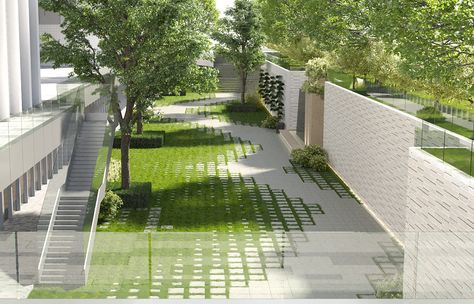 Landscape Pavement, Grass Paving, Landscape Plane, Landscape Architecture Graphics, Pavement Design, Grass Design, Sandakan, Paving Design, Pathway Landscaping