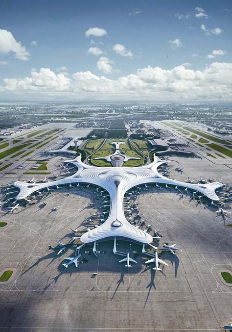 #architecture #futuristic #modern #airport #architectural #design #lifestyle #future Airport Terminal 3, Mad Design, Mad Architects, Airport Terminal, Airport Design, Airports Terminal, Taiping, Parametric Architecture, Harbin