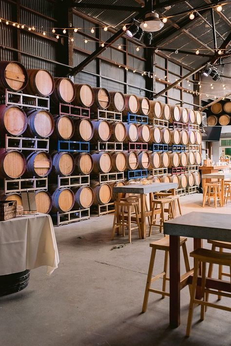 Wedding reception barrel wall backdrop | Image by Apollo Fotografie Brewery Reception, Brewery Wedding Reception, Wedding Locket, Barrel Room, Sf Wedding, Brewery Wedding, Photo Zone, Rustic Wedding Inspiration, General Ideas