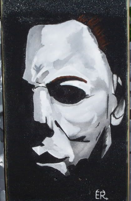 Micheal Myers Sketches, Michael Myers Mask Drawing, Micheal Myers Painting Canvas, Micheal Myers Paintings, Michael Myers Nail Art, Michael Myers Sketch, Michael Myers Painting, Michael Myers Nails, Halloween Ringtones