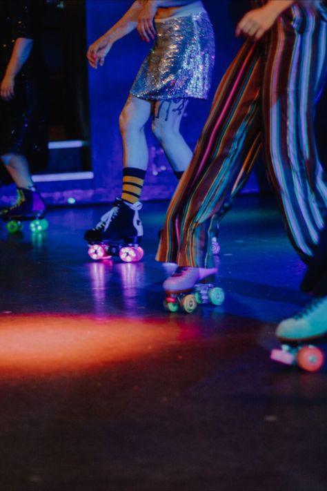 Roller disco parties are a far-cry from neon tutus.

Photographs: Alt Wedding Co. Roller Disco Aesthetic, Disco Ball Roller Skates, 70s Disco Roller Skating, Disco Aesthetic 70s, Neon Roller Rink, Roller Girl Boogie Nights, 70s Roller Disco, Disco Roller Skating, Neon Tutu