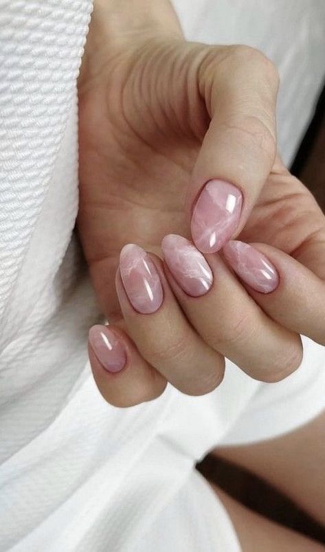 Short Oval Nails, Oval Nails Designs, Marble Nail Designs, Pink Gel Nails, Subtle Nails, Blush Nails, Ombre Nail Designs, Red Nail Designs, Pink Nail