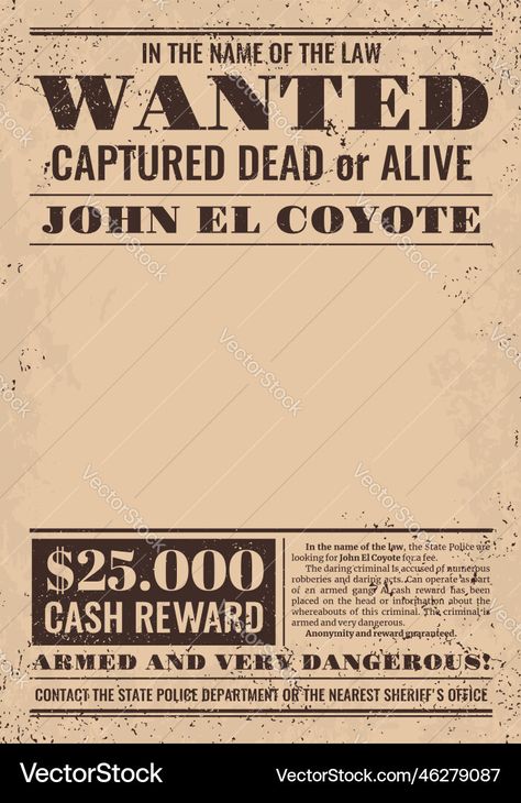 Fantasy Wanted Poster, Reward Poster, Wild West Saloon, Dead Alive, Typo Poster, Poster Diy, Wanted Poster, Dead Or Alive, Sheriff Office