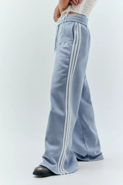 adidas Blue 3-Stripes Wide Leg Track Pants | Urban Outfitters UK Track Pants Baggy, Wide Leg Track Pants, Teenage Clothing, Blue Tracksuit, Pants Baggy, Joggers Track Pants, Tracksuit Pants, Cute Outfits For School, Adidas Blue