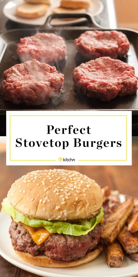 Stove Top Burger, Burgers Stovetop, Hamburgers On The Stove, Stovetop Burgers, Homemade Burger Patties, Best Hamburger Recipes, Burgers On The Stove, How To Make Burgers, Easy Homemade Burgers