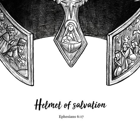 Helmet of Salvation. What Jesus did to save us will protect your mind, your thoughts and imaginations from every attack of the evil one. #salvation #helmet Helmet Of Salvation, Secret Diary, Religious Art, Jesus, Mindfulness, Art