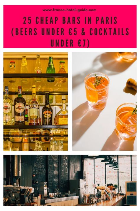 Paris is well-known for its many modern bars with crazy atmospheres, but also crazy-expensive cocktails. If you don’t want to pay €10 for a drink, don’t worry because we have found, the most affordable bars in Paris, with beers below €5 and cocktails below €7! #paris #france #parisaesthetic #franceaesthetic #travelguide #adventuretravel #holiday #fallholdays #vacation #summerholidays Modern Bars, Cheap Cocktails, Bars In Paris, Paris Cheap, Green Facade, France Aesthetic, Flag Painting, Big Building, Paris Aesthetic