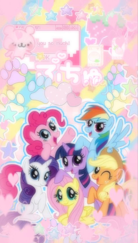 Mlp Wallpaper, Kawaii Background, My Little Pony Wallpaper, Kawaii Core, My Little Pony Characters, Mlp My Little Pony, Kawaii Wallpaper, Fluttershy, Hello Kitty Wallpaper