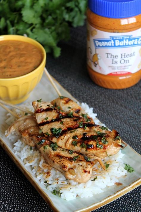 Chicken Satay with Spicy Peanut Sauce & Coconut-Ginger Rice 1 Peanut Chicken Satay, Chicken Satay Marinade, Quick Healthy Lunch Ideas, Satay Marinade, Chicken And Pork Recipes, Chicken With Coconut Rice, Homemade Whole Wheat Bread, Chicken Satay Recipe, Satay Recipe