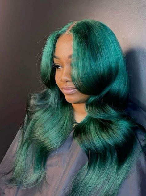 #follow #hairgoals #hairstyles #hair #haircolor #beautyblog #blogging #blogger #blog Green Ombre Hair, 13x6 Lace Frontal Wig, Frontal Wig Hairstyles, Green Wig, Pretty Hair Color, Dope Hairstyles, Hair Ponytail Styles, Front Lace Wigs Human Hair, Frontal Wig