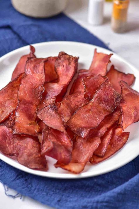 Bacon For Brunch, Air Fryer Turkey Bacon, Million Dollar Bacon, Bacon In The Air Fryer, Turkey Thigh Recipes, Turkey Thigh, How To Cook Turkey, Bacon Recipes Breakfast, Cooking Turkey Bacon