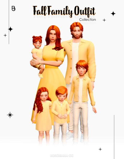 FALL FAMILY OUTFIT 👨‍👩‍👧‍👦🍂🍁 | Patreon Fall Family Outfits, Sims 4 Family, Fall Family Photo Outfits, Casas The Sims 4, Fall Family Pictures, Sims 4 Dresses, Sims Four, Family Picture Outfits, Body Top