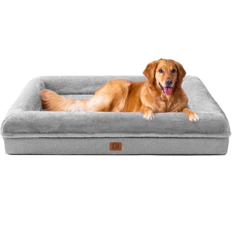 EHEYCIGA Memory Foam Orthopedic Dog Beds for Extra Large Dogs with 100% Foam Bolsters, Grey, 45x34 Diy Memory Foam Dog Bed, Big Dog Bed, Dog Bed Big, Medium Dog Bed, Memory Foam Dog Bed, Orthopedic Dog Bed, Dog Bed Large, Dog Beds, Large Dogs