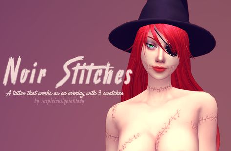 🕸🕷Noir Stitches🕷🕸 I’m releasing my first simblreen gift to you guys :D it seems a lot of trick-or-treaters liked it so i hope that everyone else does too! please tag me if you use it! i’d love love to... Sims 4 Cc Zombie Stitches, Sims 4 Cc Monster, Sims 4 Scars Cc, Sims 4 Anime, Sims 4 Cc Skin, Sims 4 Dresses, Sims 4 Characters, Sims Four, Best Sims