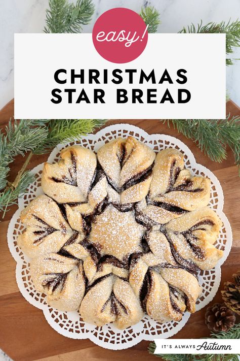 Easy! Christmas star bread. Christmas Star Bread, Nutella Star Bread, Christmas Breads, Joy Cookies, Beautiful Bread, Star Bread, Frozen Bread Dough, Christmas Bread, Dough Recipes