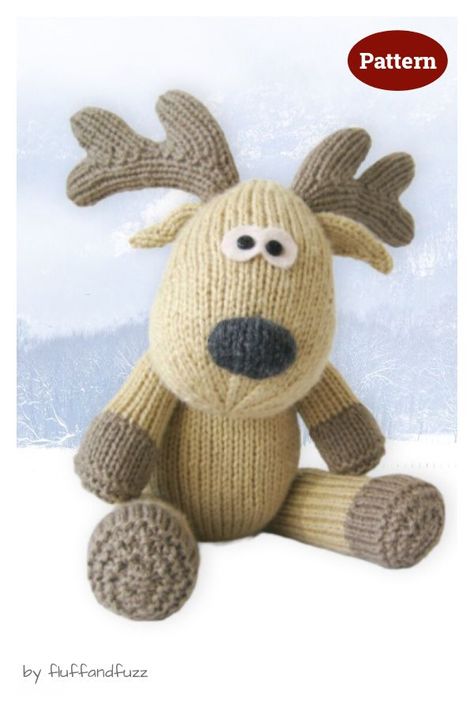 Reindeer Knitting Pattern Free, Reindeer Knitting Pattern, Gonks Pattern, Knitted Reindeer, Christmas Gonks, 8 Reindeer, Reindeer Diy, Christmas Knits, Toy Knitting Patterns