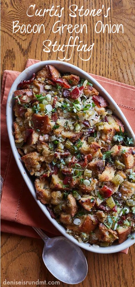 Curtis Stone Recipes, Onion Stuffing, Curtis Stone, Cooking Stone, Traditional Thanksgiving Menu, Holiday Menus, Stuffing Recipes, Green Onion, Holiday Cooking