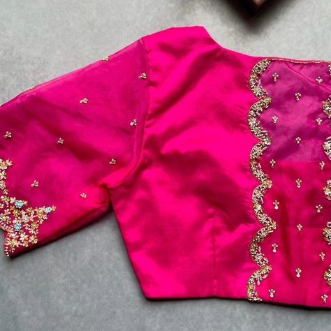 Pink Maggam Work Blouse, Pink Blouse Work, Indian Gown Design, Zardosi Blouse, Hand Embroidery Blouse, Cut Work Blouse, Ready Made Blouse, Maggam Blouse, Silk Saree Blouse Designs Patterns