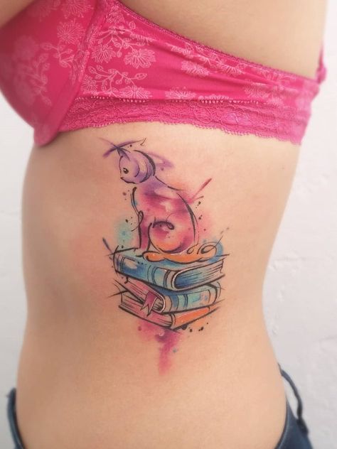 Pablo Miranda > Unnamed #tattoo #ink #art #watercolor Book Inspired Tattoos, Cat And Dog Tattoo, Book Lover Tattoo, Little Prince Tattoo, Chicken Tattoo, Kitten Tattoo, Bookish Tattoos, Mystical Tattoos, Z Tattoo