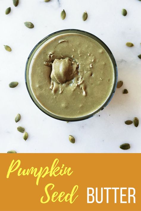 Turn pumpkin seeds into a nut-free butter alternative in minutes with no added oil and only three ingredients! This pumpkin seed butter is quick, easy, and delicious! #pumpkin #pumpkinseed #pumpkinbutter #fallrecipe #seedbutter Pumpkin Seed Butter Recipes, Perfect Pumpkin Seeds, Homemade Pumpkin Seeds, Spicy Pumpkin Seeds, Nut Butter Recipes, Butter Alternative, Pistachio Butter, Pumpkin Seed Recipes, Pumpkin Seed Butter