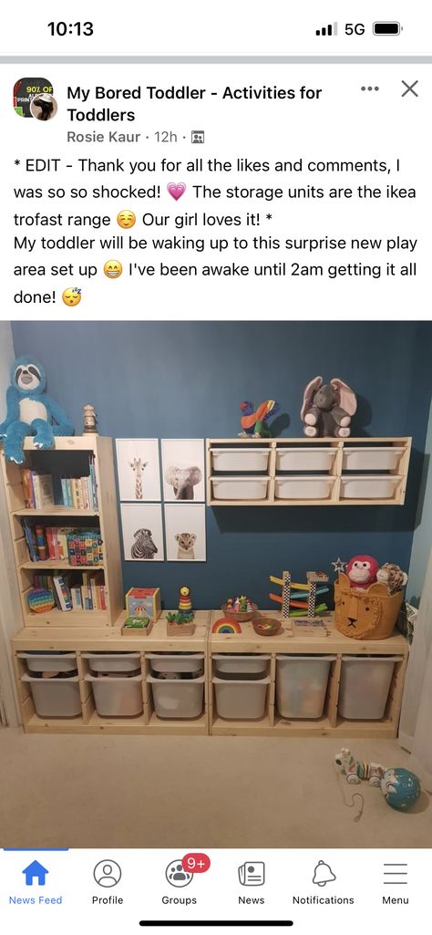 Basement Vibes, Toddler Bedroom Playroom, Big Kids Playroom, Kids Craft Storage, Daycare Room Ideas, Toy Room Storage, Trofast Ikea, Shared Boys Rooms, Boys Shared Bedroom