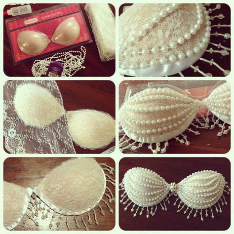 easy DIY #blingbras Mermaid Bra, Diy Bra, Vintage Dance, Burlesque Costumes, Burlesque Costume, Diy Kostüm, Rave Bra, Belly Dance Costume, Mermaid Costume