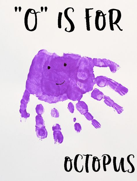 O Crafts For Preschoolers, Letter O Crafts For Preschoolers, Octopus Handprint, Art For Preschoolers, Preschool Letter Crafts, Purple Crafts, Abc Crafts, Crafts For Preschoolers, Abc Art