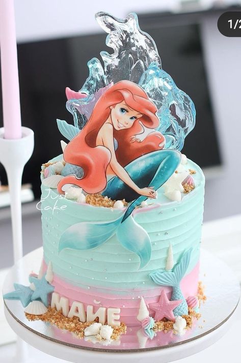 Arial Birthday Cake, Ariel Birthday Cake Simple, Birthday Cake Ariel Mermaid, Cake Ariel Mermaid, Ariel Birthday Party Cake, Ariel Cake Ideas, Little Mermaid Cake Ideas, Ariel Mermaid Cake, Ariel The Little Mermaid Cake