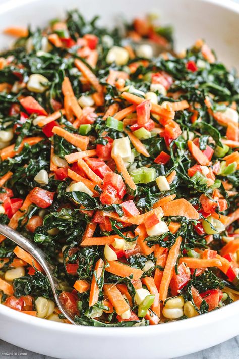 Chopped Kale Salad - #kale #salad #recipe #eatwell101 - A finely chopped kale salad recipe that will make you feel full and healthy for the rest of the day. Try this kale salad asap! - #recipe by #eatwell101® Chopped Kale Salad, Meatball Casserole Recipe, Salad Kale, Chopped Kale, Bbq Salads, Chopped Salad Recipes, Kale Salad Recipes, Superfood Salad, Kale And Spinach