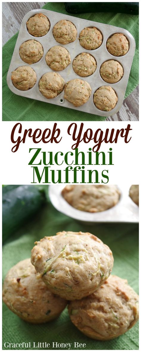 Zucchini Greek Yogurt, Zucchini Greek, Muffins Yogurt, Muffin Allo Yogurt, Honey Muffins, Yogurt Muffins, Bee Bee, Zucchini Muffins, Breakfast On The Go