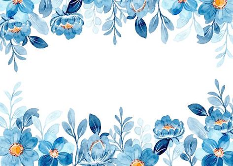 Blue floral frame with watercolor Premiu... | Premium Vector #Freepik #vector #flower #wedding #watercolor #floral Blue Flower Border Frame, Blue Floral Frame Background, Abstract Flower Wallpaper, Blue Floral Frame, Blue Floral Background, Blue Flowers Background, Black Background Pattern, Flower Invitation Card, Aqua Watercolor