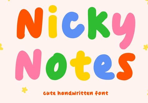 Nicky Notes Cute Handwritten Font Friendly Fonts, Fonts For Kids, Playful Typeface, Fonts Kids, Playful Fonts, Kids Typography Design, Kids Typography, Playful Fonts Canva, Cute Font