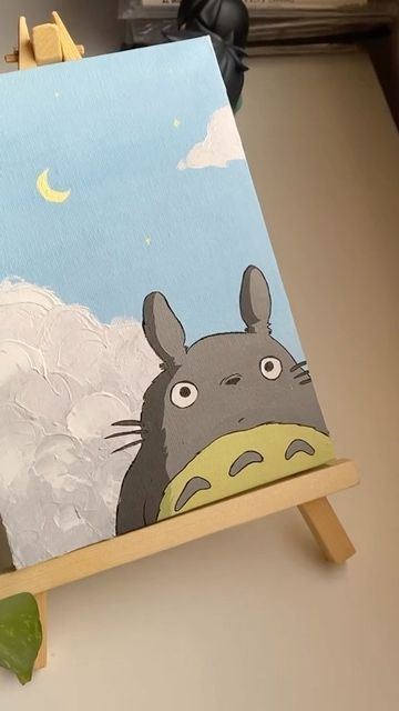 Totoro Painting, Simple Painting Ideas On Canvas, Simple Painting Ideas, Simple Painting, Painting Ideas On Canvas, Canvas Easy, Painting Ideas, Link In Bio, Acrylic Painting