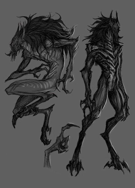 Corrupted Monster Art, Creature Concept Art Monsters Horror, Void Monster Concept Art, Vampire Monster Design, Wendigo Concept Art, Monster Aesthetic Creature, Horror Monsters Concept Art, Void Entity, Alien Oc Design