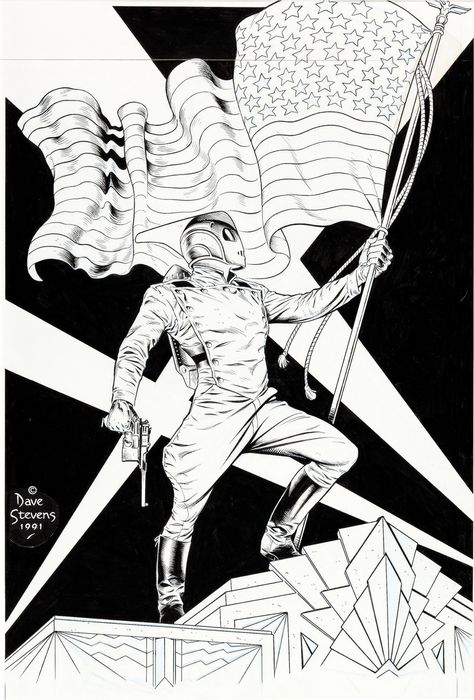 Original cover art by Dave Stevens from The Rocketeer Alex Chung, Dave Stevens, The Rocketeer, Strip Art, Pulp Adventure, Indie Comics, Indie Comic, Bristol Board, Storyboard Artist