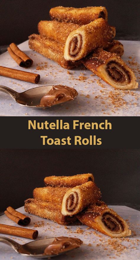 Nutella French Toast. Nutella, ups, cinnamon, ups recipe, ups nutella, stuffed, recipes, french toast, homemade, desserts, frosting, snacks, recipes easy, snacks quick, breakfast recipes, toast, french toast sticks, roll ups, stuffed french toast, things to make with, rolls, Diy, cinnamon rolls, how to make, breakfast. Diy Cinnamon Rolls, Nutella French Toast Rolls, French Toast Nutella, Best Roll Recipe, Recipes French Toast, Toast Nutella, Breakfast Nutella, Stuffed Recipes, Recipes French