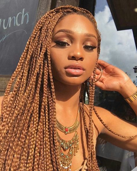 @bg_rrs ✨ Glamour Hairstyles, Brown Box Braids, Colored Box Braids, Hair Styles Braids, Afro Braids, Blonde Box Braids, Styles Braids, Nappy Hair, Blonde Braids