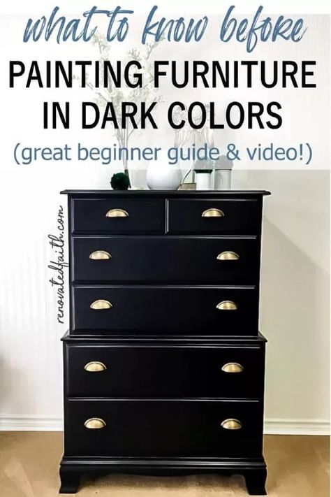 Paint Hardware Gold, Spray Paint Hardware, Painting Furniture Black, Paint A Dresser, Paint Hardware, Glazing Furniture, How To Spray Paint, Spray Paint Furniture, Black Painted Furniture