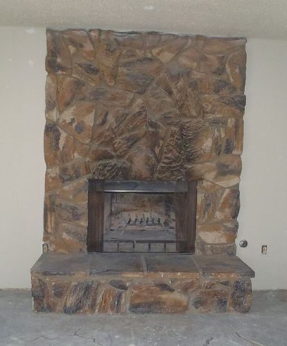 I need help in updating the 70's Rock Fireplace. Updated Stone Fireplace Ideas, Painted Rock Fireplaces, Fireplace Rock, Lava Rock Fireplace, Stone Fireplace Decor, Stone Fireplace Makeover, River Rock Fireplaces, Farmhouse Fireplace Decor, Stucco Fireplace