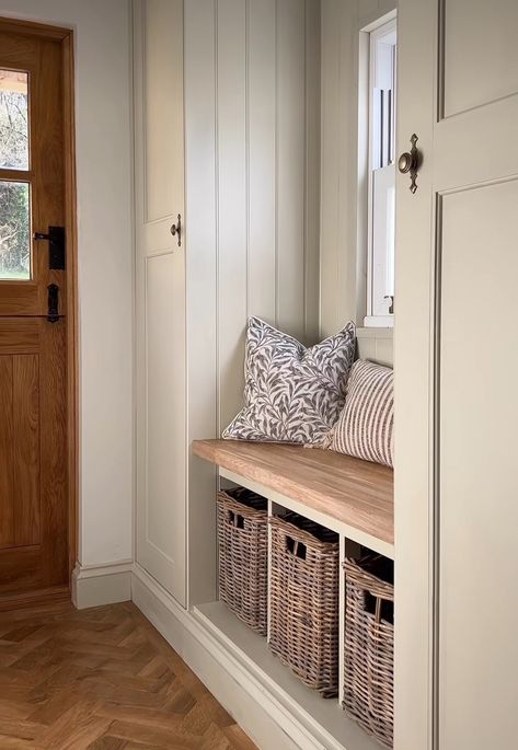 Window Seat With Cubbies, Small Built In Mudroom Bench, Laundry Room Seating, Entryway With Built In Bench, Small Entryway With Window, Mudroom Bench Under Window, Mudroom Ideas Entryway With Windows, Small Mudroom Ideas Entryway With Window, Small Mudroom With Window