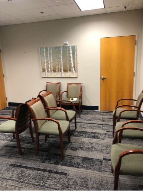 Before and After of a Doctor's Office — Morse Design Design Storyboard, Waiting Room Furniture, Office Rules, Wood Baseboard, Hospital Waiting Room, Office Waiting Rooms, Doctors Office, Doctor's Office, Nurse Office