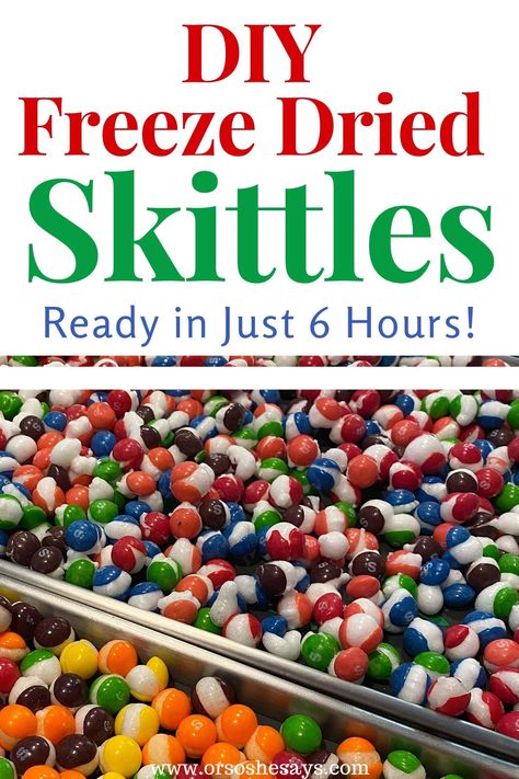 You didn't know you could freeze dry Skittles so fast, did you?? You totally can! I'll share the secret. #freezedryer #freezedriedfood #harvestright #emergencypreparedness #foodstorage Freeze Drying Meals Recipes, Freeze Drying Candy Recipes, How To Freeze Dry Skittles, How To Freeze Dry Candy At Home, Freeze Dry Candy Diy, How To Freeze Dry Food At Home, Freeze Dried Candy Recipe, How To Make Freeze Dried Candy, Freeze Dried Candy Diy