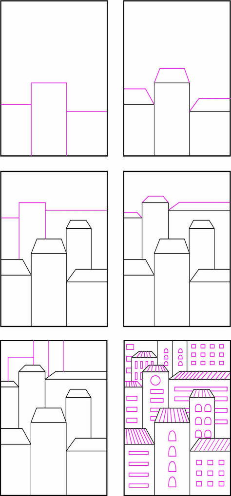 overlapping-building-diagram Overlapping Art, Educational Architecture, Classe D'art, 4th Grade Art, 5th Grade Art, 3rd Grade Art, Homeschool Art, Building Art, Cat Air