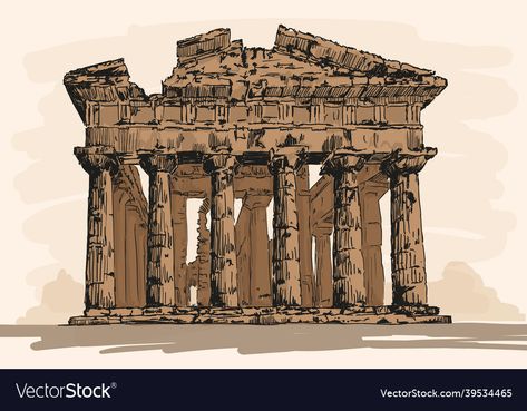 Parthenon Drawing, Temple Drawing, Stone Temple, Drawing Vector, Hand Sketch, Sketch Drawing, Beige Background, Transparent Png, Drawing Sketches