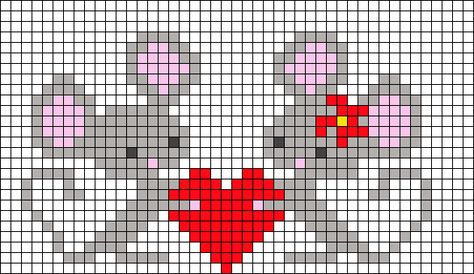 Rat Pixelart, Rat Pixel Art, Rat Pixel Art Grid, Cross Stitch Mouse Pattern, Rabbit Alpha Pattern, Mouse Cross Stitch Pattern, My Melody Cross Stitch Pattern, Rat Cross Stitch, Perler Bead Mario