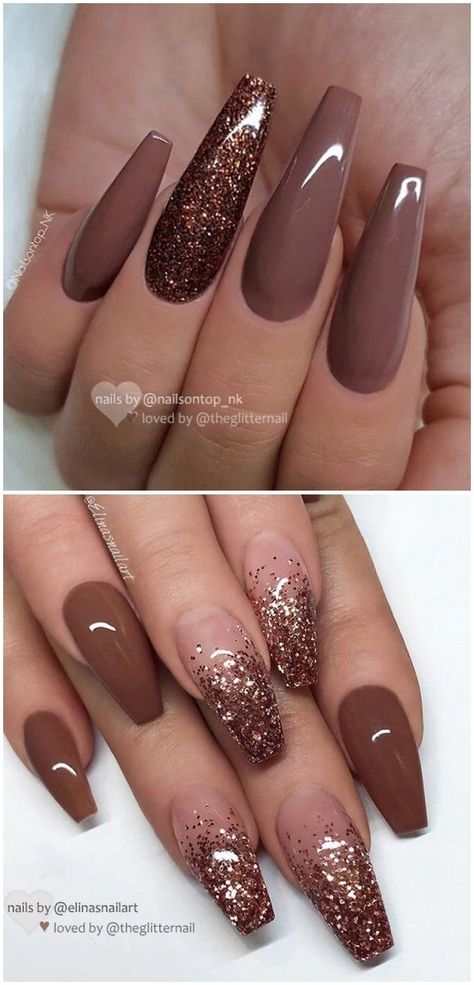 +18 Top Brown And White Nails Brown And White Nails, Glitter Ideas, Mauve Nails, Unghie Sfumate, Brown Nails Design, Nails Brown, Nagellack Trends, Fall Acrylic Nails, Nail Stuff